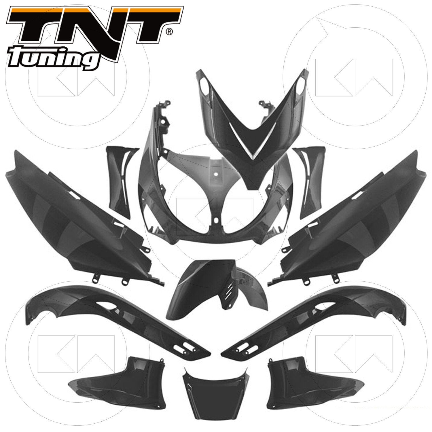 KIT CARENE 12 PEZZI CARENA VERSIONE SPORT NERO LUCIDO YAMAHA TMAX T-MAX 500 2003