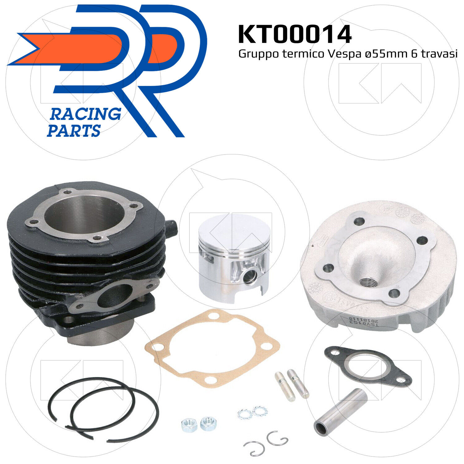KIT MODIFICA GRUPPO TERMICO CILINDRO PISTONE Ø55 102cc DR PIAGGIO VESPA 50 N