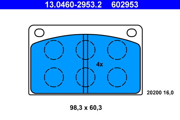 SERIE PASTIGLIE FRENO 602953 13.0460-2953 KIT PASTICCHE FRENI