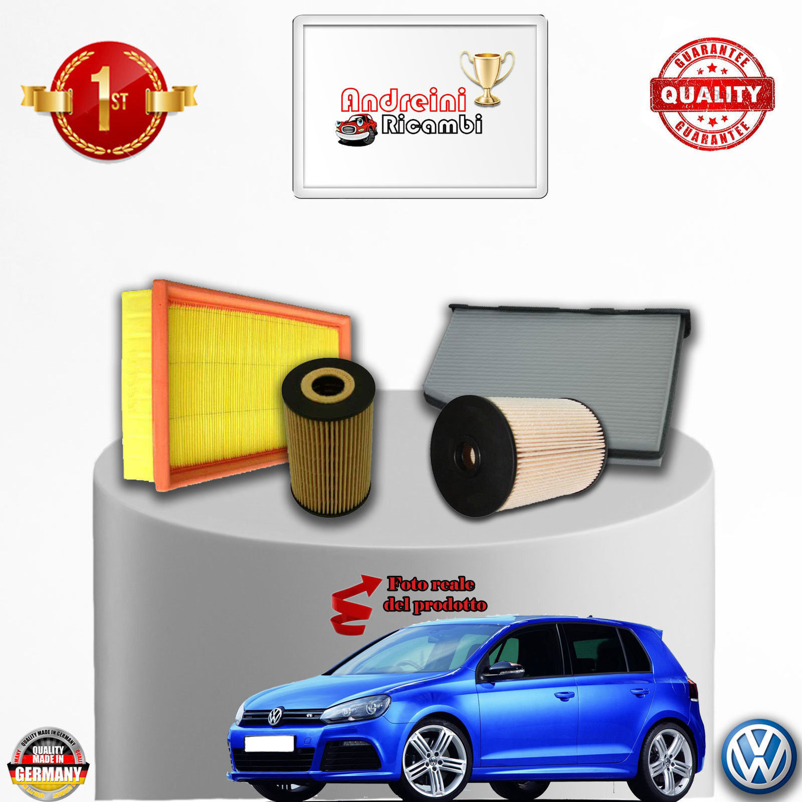 KIT TAGLIANDO 4 FILTRI VW GOLF VI 1.6 TDI 77KW 105CV DAL 2009 ->