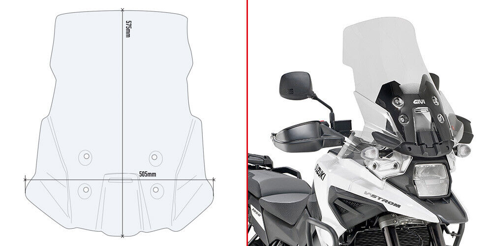 GIVI Cupolino Trasparente 57,5 x 50,5 per Suzuki V-Strom 1050 XT 2020 2021 2022