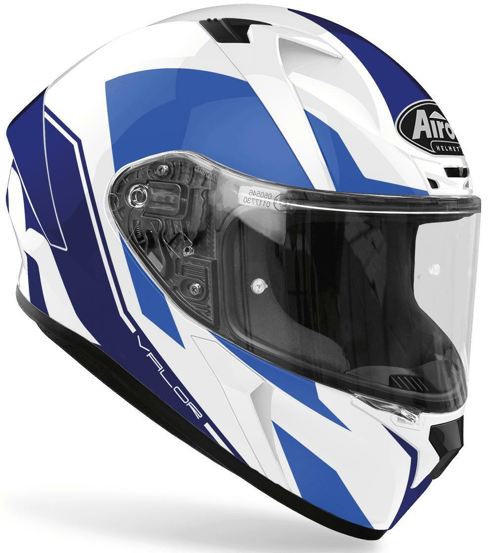 Casco integrale Airoh Valor Wings Blue Bianco blu Lucido Gloss Taglia Size L