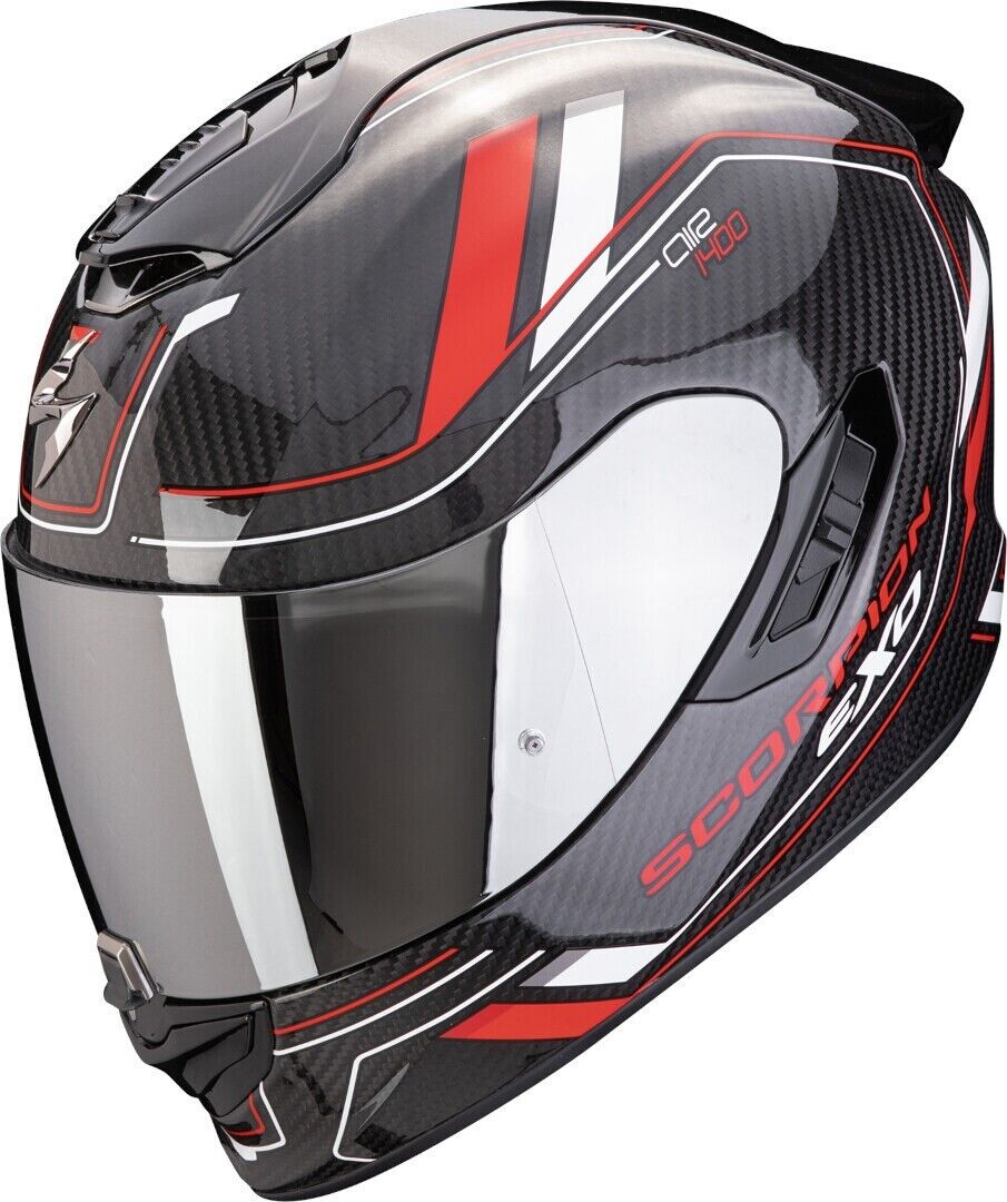 CASCO INTEGRALE MOTO SCORPION EXO 1400 EVO II 2 AIR MIRAGE CARBON BLACK RED TG M