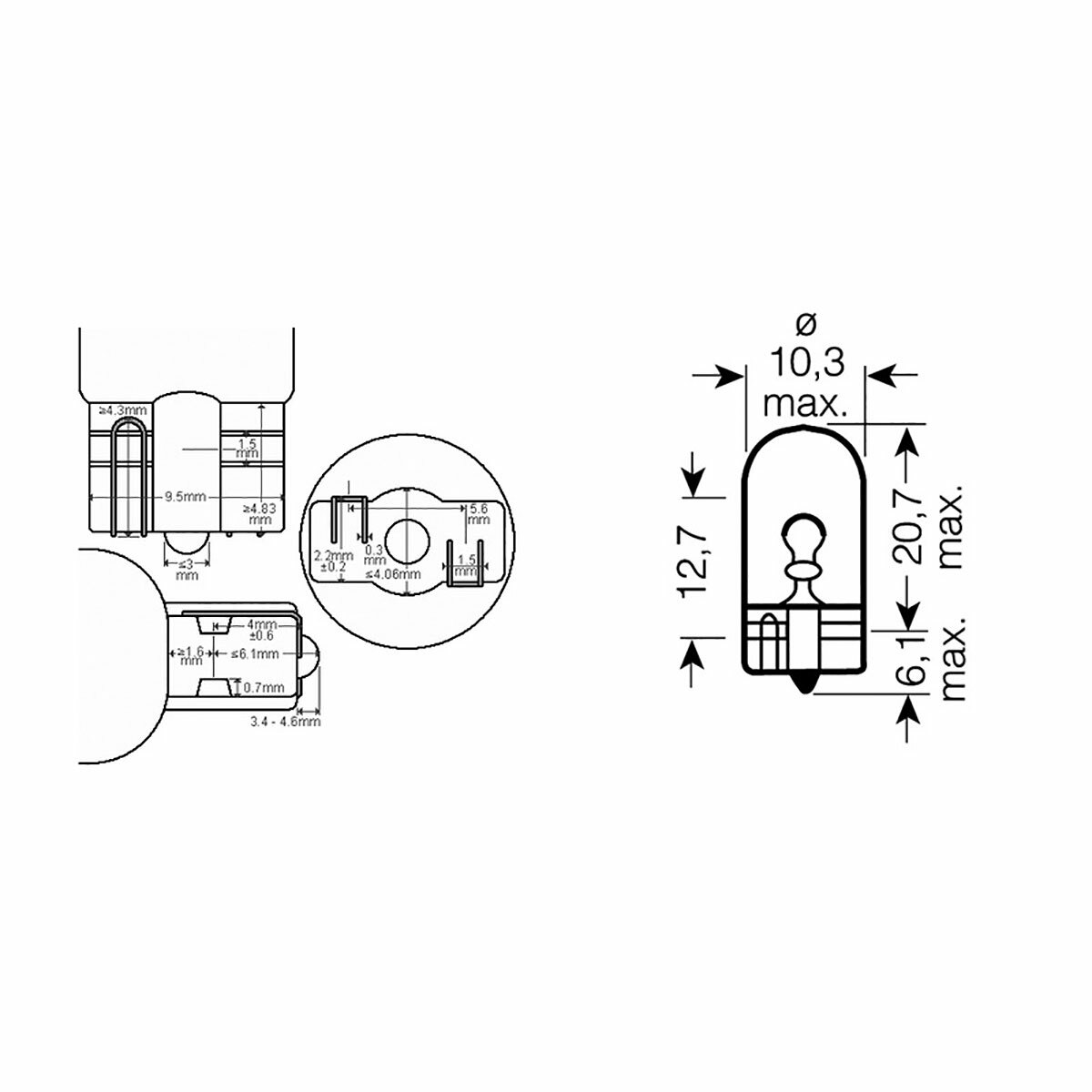 10 LAMPADINE OSRAM TV. 12V 2W W2,1X9,5D