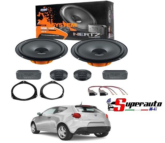 Kit 4 Casse HERTZ alfa  MITO Anteriori Altoparlanti DSK 165.3 +Adattatori e cavi