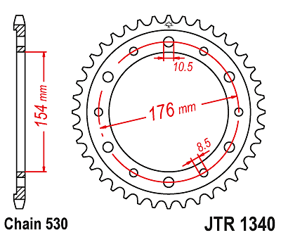 Corona a 43 denti in Acciaio JT Sproket JTR1340.43 Passo 530