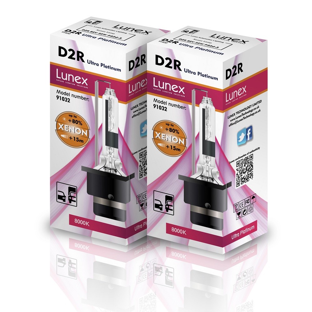 D2R LUNEX XENON HID 8000K LAMPADINE compatibile con Osram, Philips Twin Pack