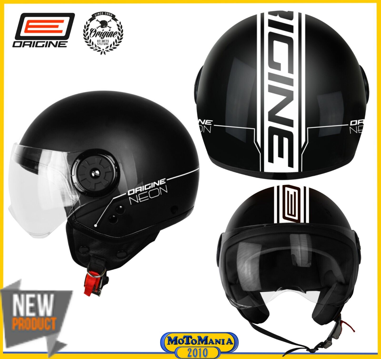 CASCO JET  OMOLOGATO MOTO E SCOOTER ORIGINE NEON STREET NERO TG XL 61 cm