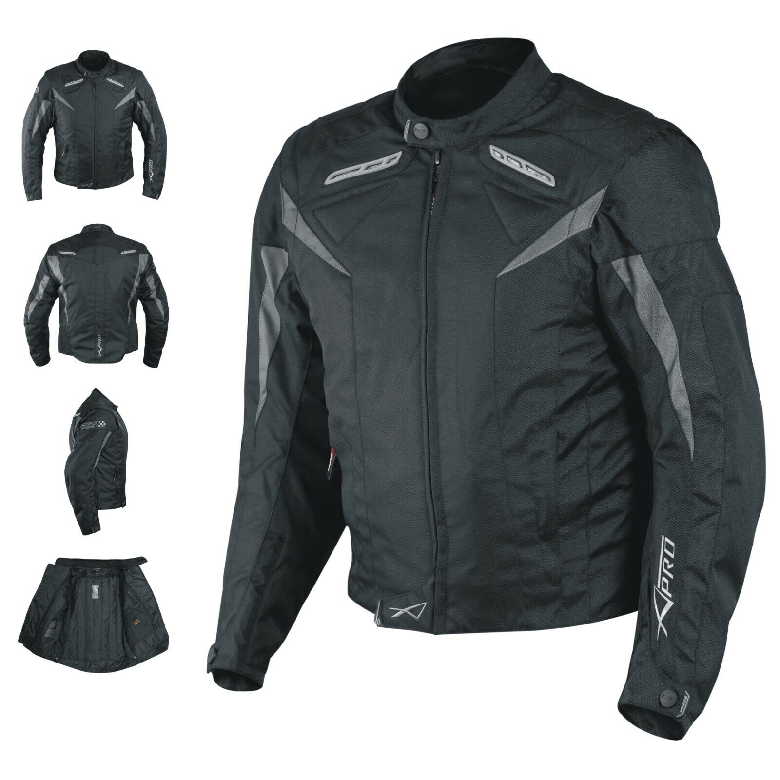 Motorcycle Jacket CE Armored Textile Motorbike Racing  Thermal Liner  Black 3XL