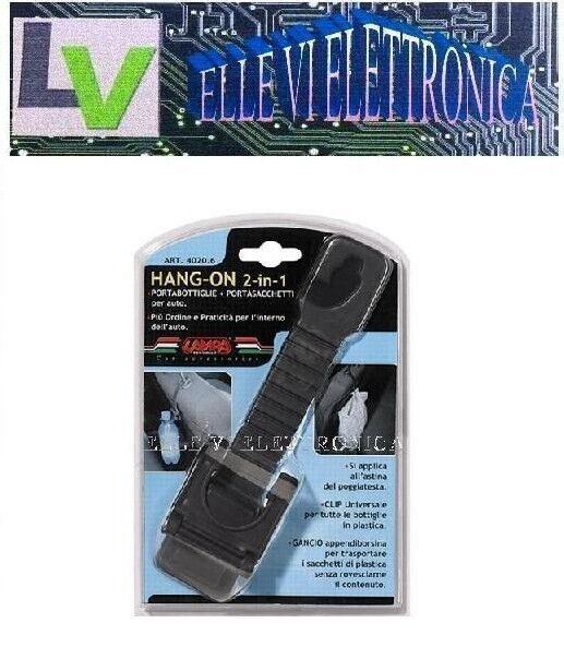 40206 LAMPA HANG-ON Gancio Multiuso Porta Borse Porta Bottiglia Poggiatesta Auto