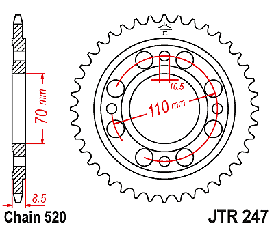 Corona a 35 denti in Acciaio JT Sproket JTR247.35 Passo 520