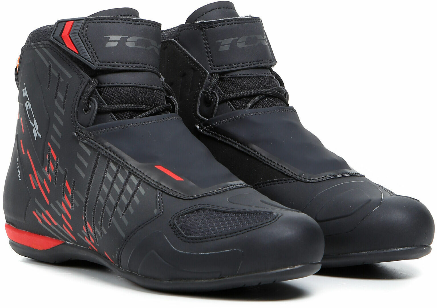 SCARPE STIVALI IMPERMEABILI BOOTS MOTO TCX R04D WP BLACK RED NERO ROSSO TG 41