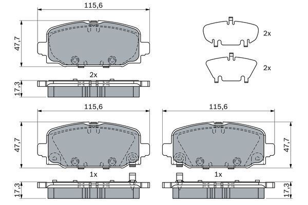 BOSCH 0986424963 Kit pastiglie freno per JEEP COMPASS (MP, M6, MV, M7)