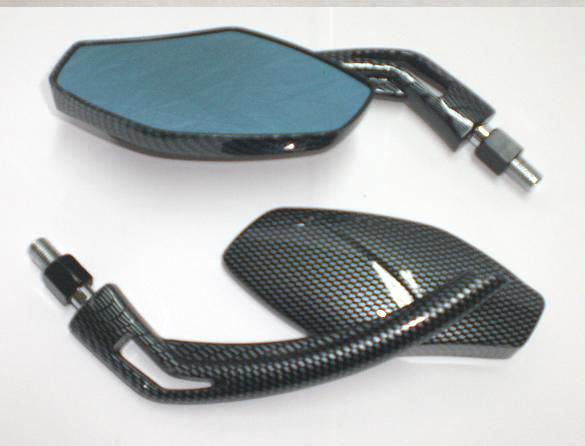 Motorcycle Motorbike Chrome Short Stem Classic Pair Mirrors Scooter Carbon DX+SX