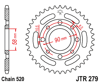 Corona a 30 denti in Acciaio nera JT Sproket JTR279.30 Passo 520