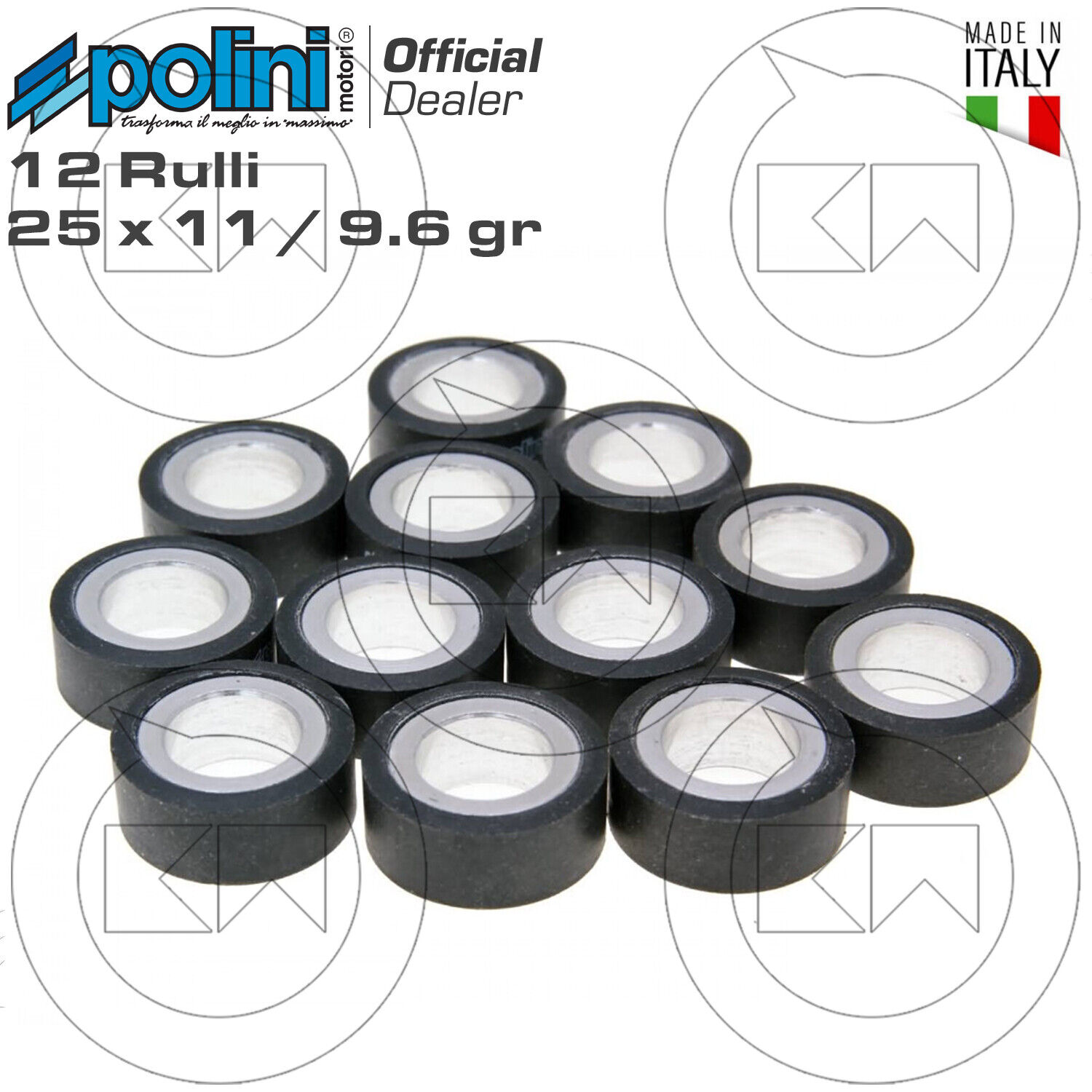SERIE KIT RULLI 9,6 GRAMMI POLINI 12 RULLI YAMAHA T-MAX
