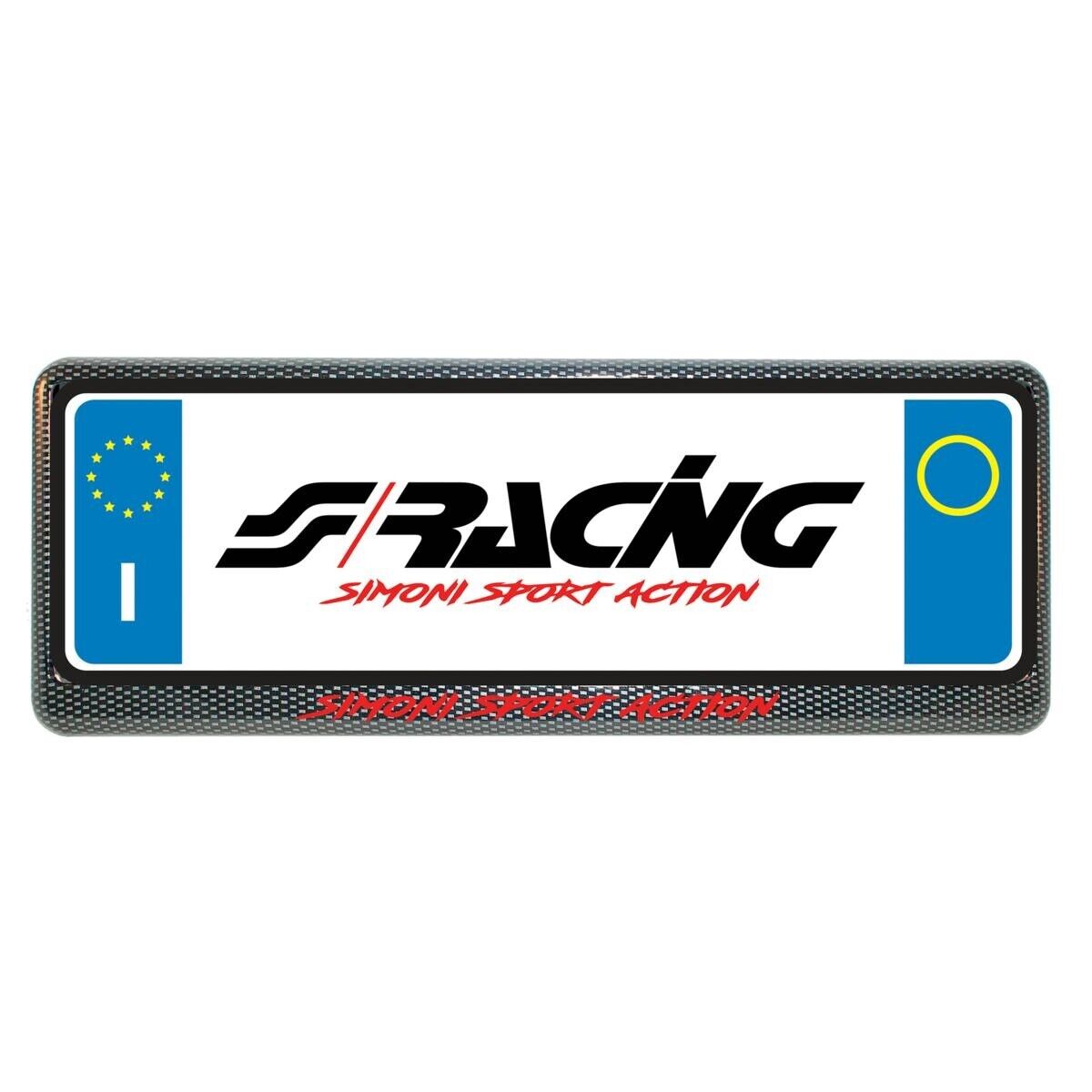 Portatarga Carbon Look Univ. Anteriore Sistema Antifurto 37x13cm Simoni Racing