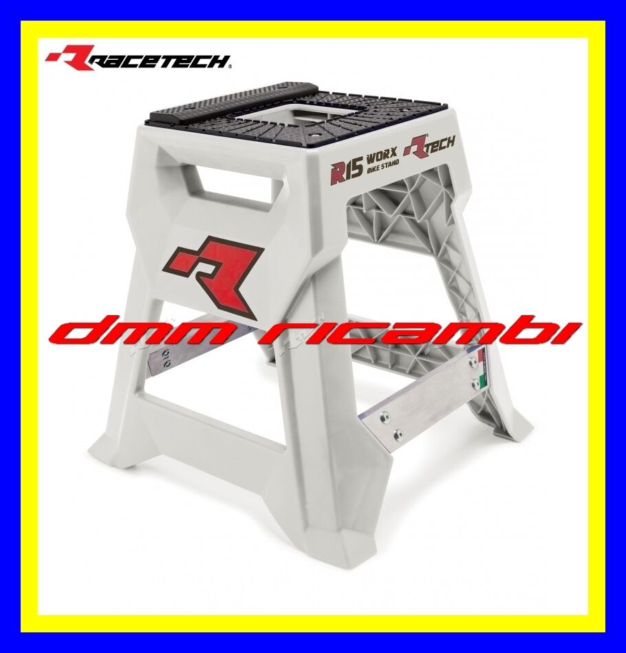 Cavalletto centrale RACETECH R15 WORX CROSS ENDURO MOTARD PITBIKE (Bianco)