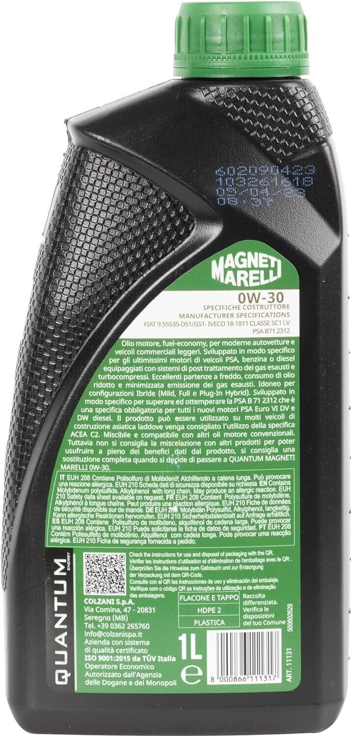 Magneti Marelli Lubrificante auto sintetico olio motore 0W-30 1lt