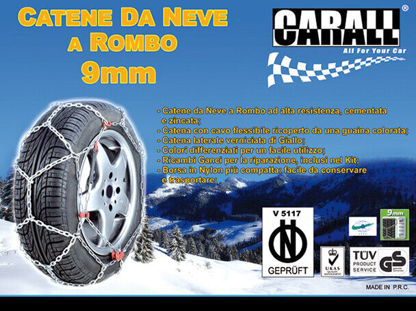Catena Da Neve A Rombo Per Auto 9mm Gruppo 50 CARALL Omologato ONORM V 5117 <p