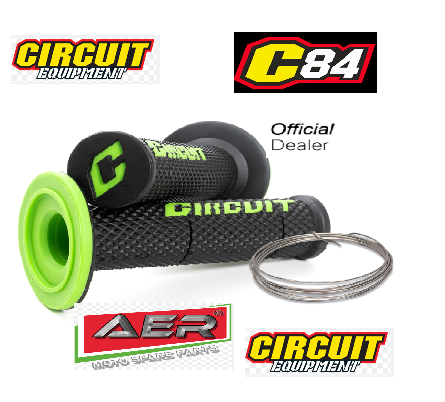COPPIA MANOPOLE PITBIKE CIRCUIT V BICOLORE   NERO/VERDE