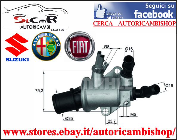 TERMOSTATO ALFA ROMEO 159 - FIAT CROMA (194) - FIAT SEDICI 1.9 - SUZUKI SX4