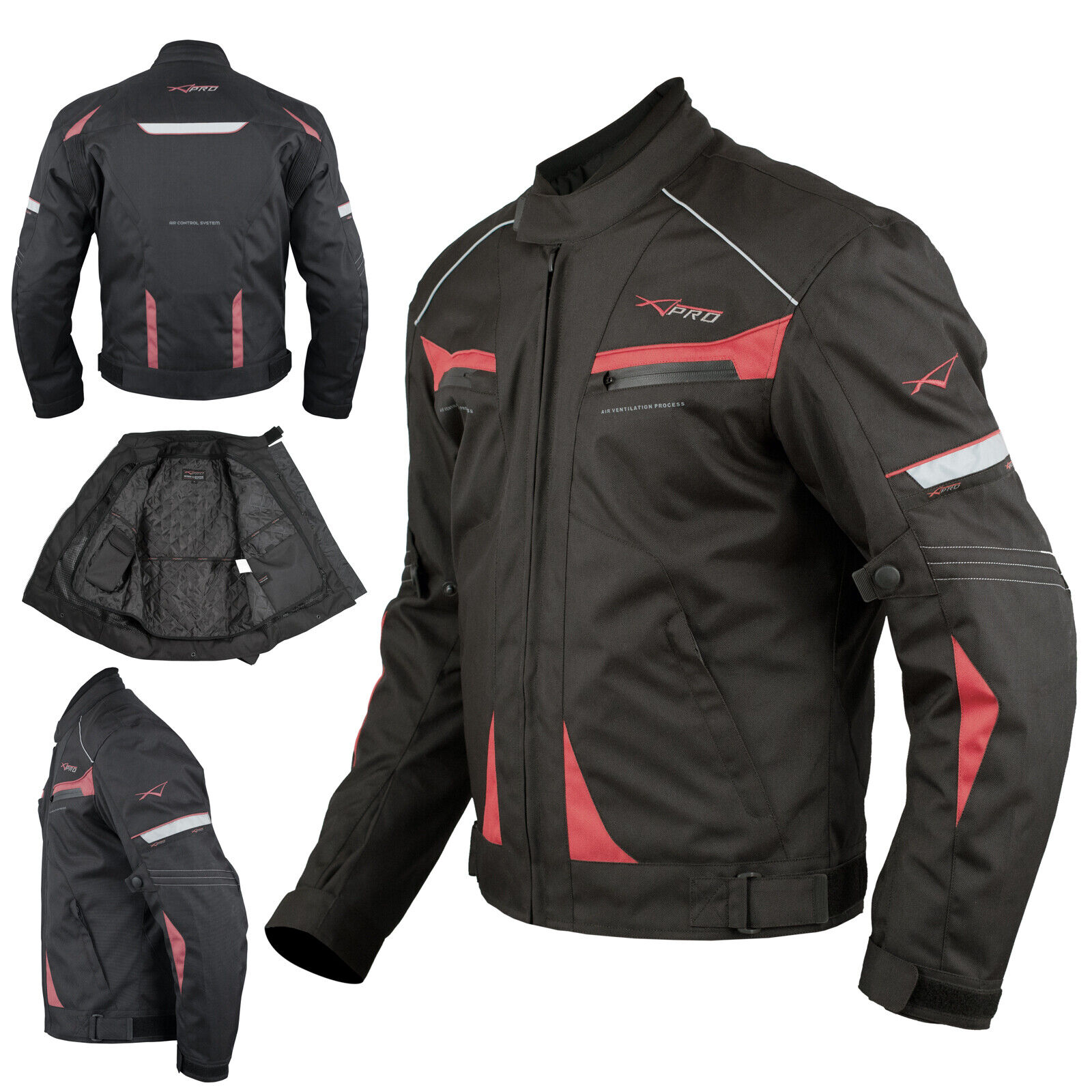 Motorcycle Motorbike Textile Sport Jacket Armour CE Waterproof Red M