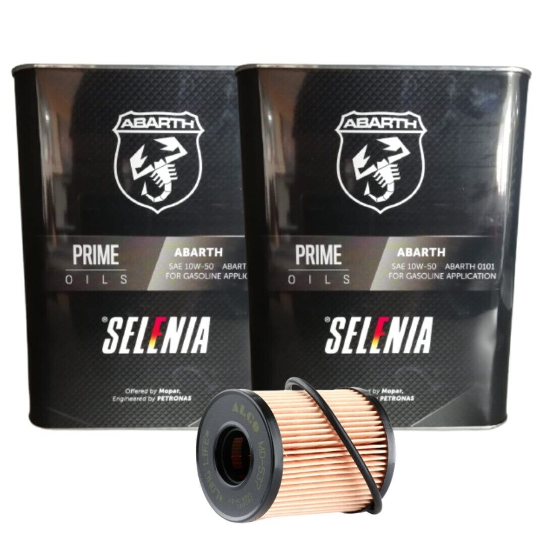 4 LITRI SELENIA PETRONAS ABARTH 10W50 OLIO MOTORE + FILTRO OLIO ABARTH 500