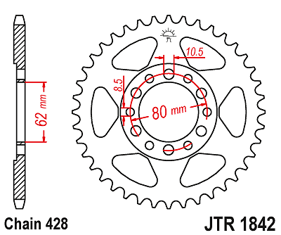 Corona a 52 denti in Acciaio nera JT Sproket JTR1842.52 Passo 428
