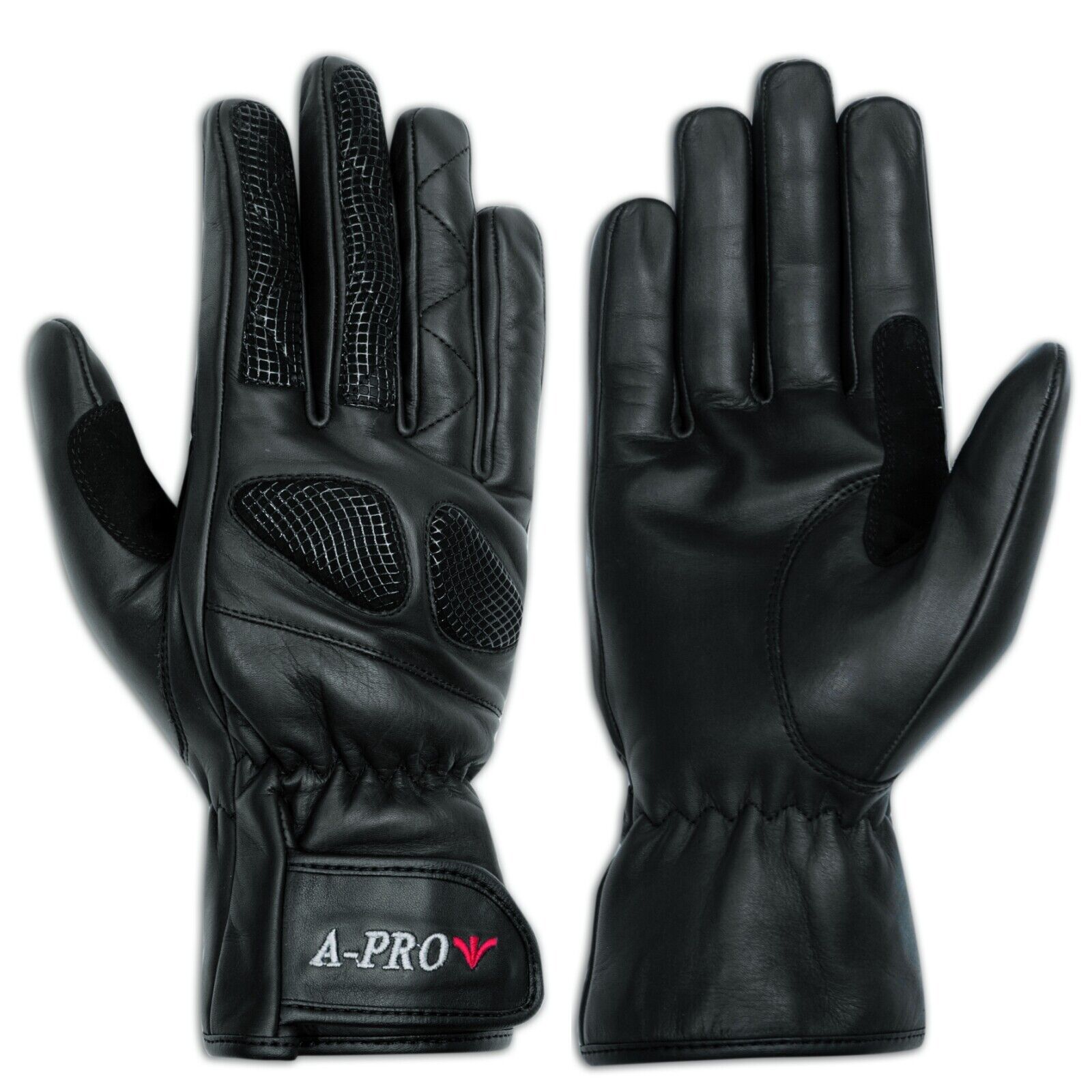 Leather Gloves Motorcycle Motorbike All Season Scooter Cruiser Cow Hide Black XL