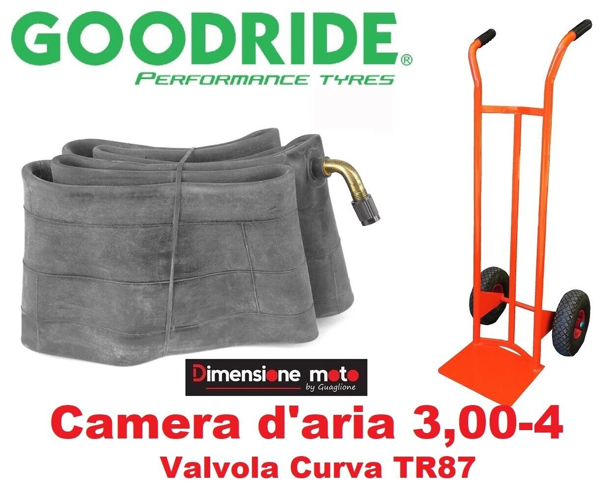 Camera d'aria 3.00-4" GOODRIDE Valvola Curva TR87 per Carrello Portapacchi