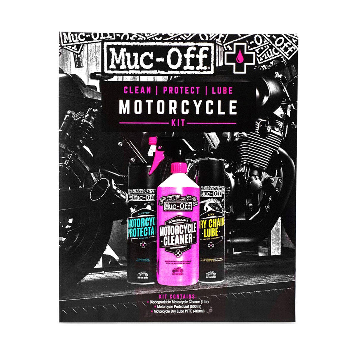 MUC-OFF KIT PULIZIA MOTO MULTIPACK DETERGENTE PROTETTIVO E LUBRIFICANTE CATENA