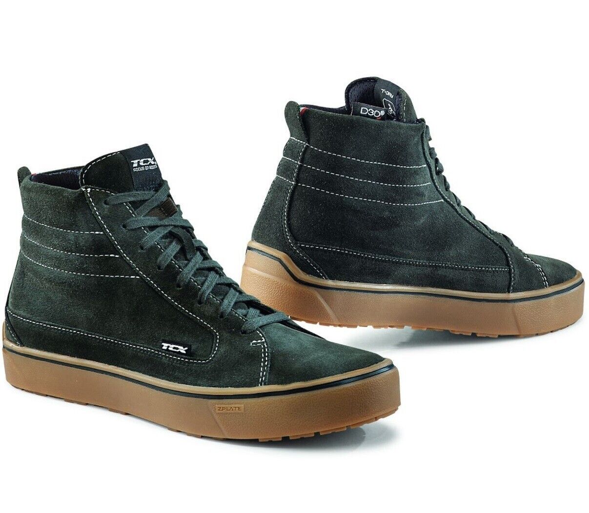SCARPE SHOES STIVALI MOTO PELLE TCX STREET 3 WP IMPERMEABILI GREEN BROWN TG 43