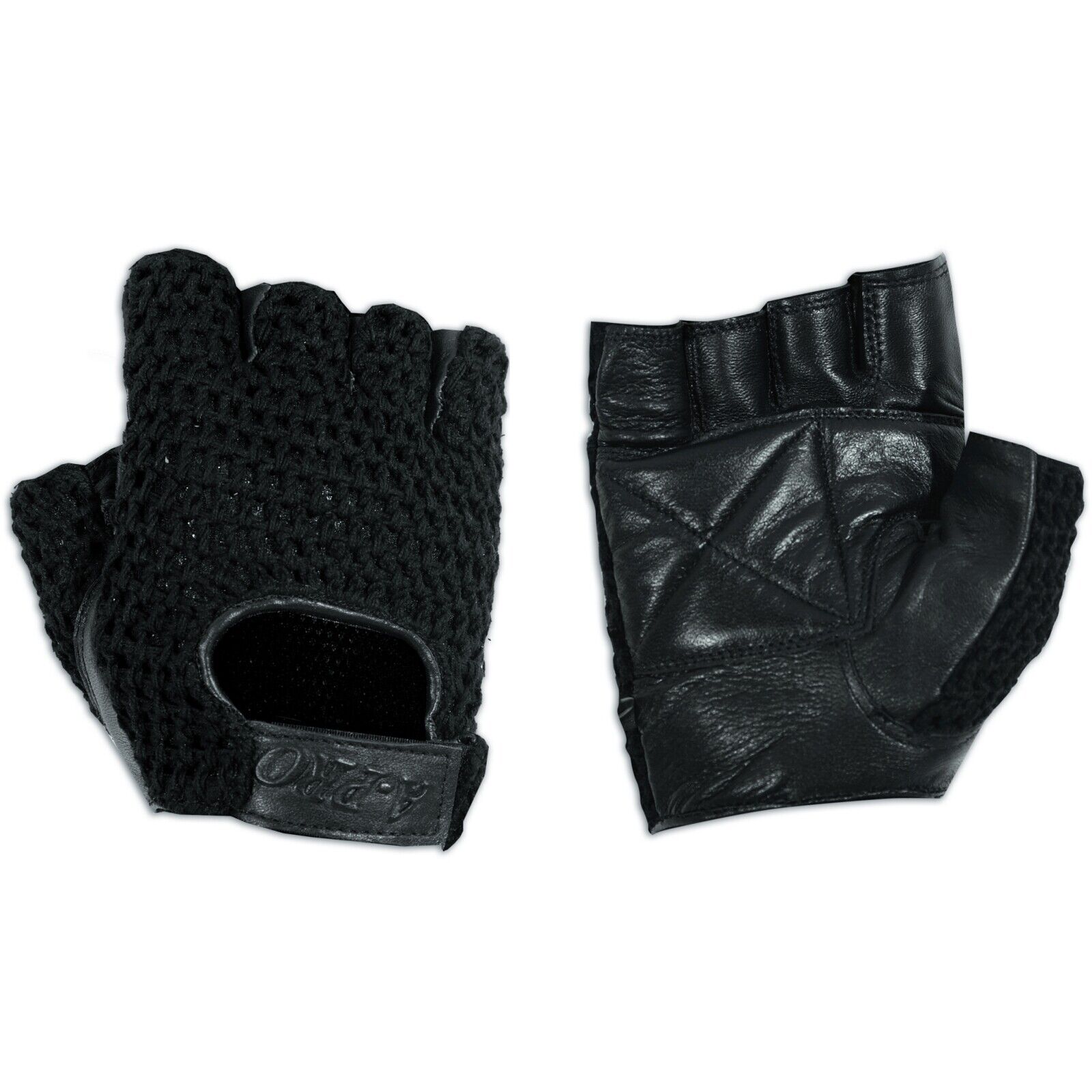 Fingerless Biker Gloves Soft Net leather Cowhide Motorbike Punk Drive Black XL