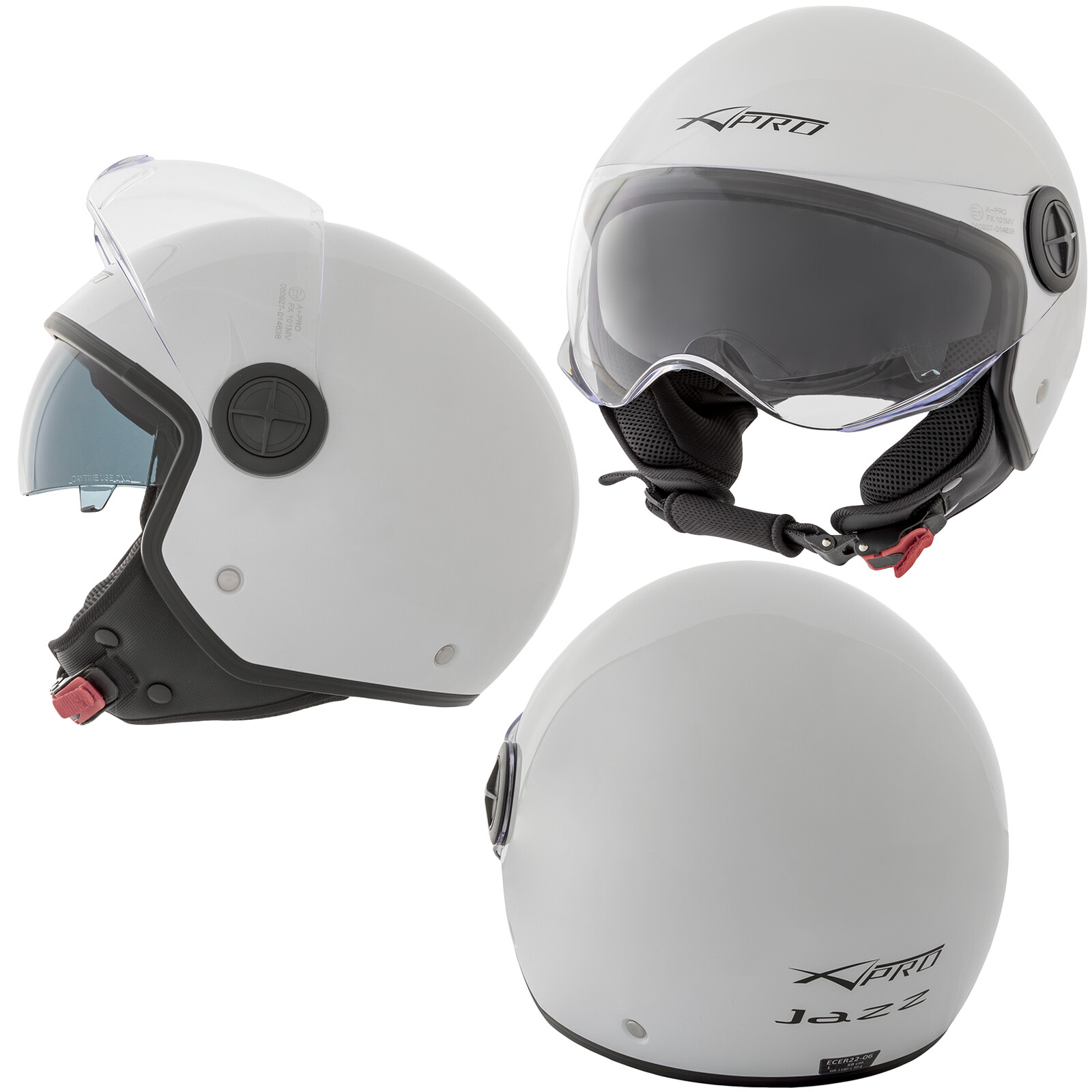 Jet Motorcycle Helmet Open Scratchproof Visor Sun Scooter ECE 22-06 White XL