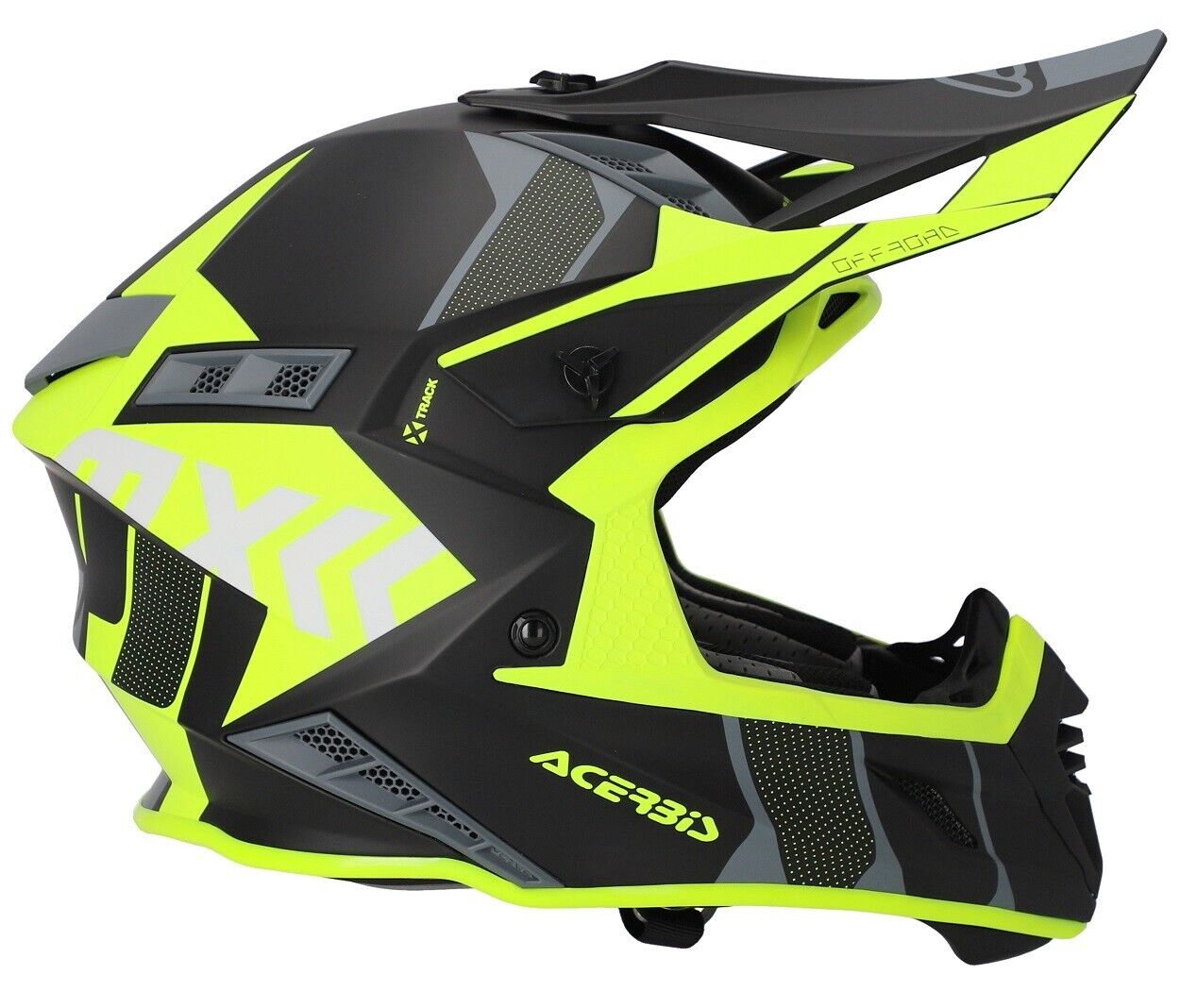 CASCO FIBRA HELMET MOTO CROSS ACERBIS X-TRACK 2206 NERO GIALLO FLUO OPACO TG XL