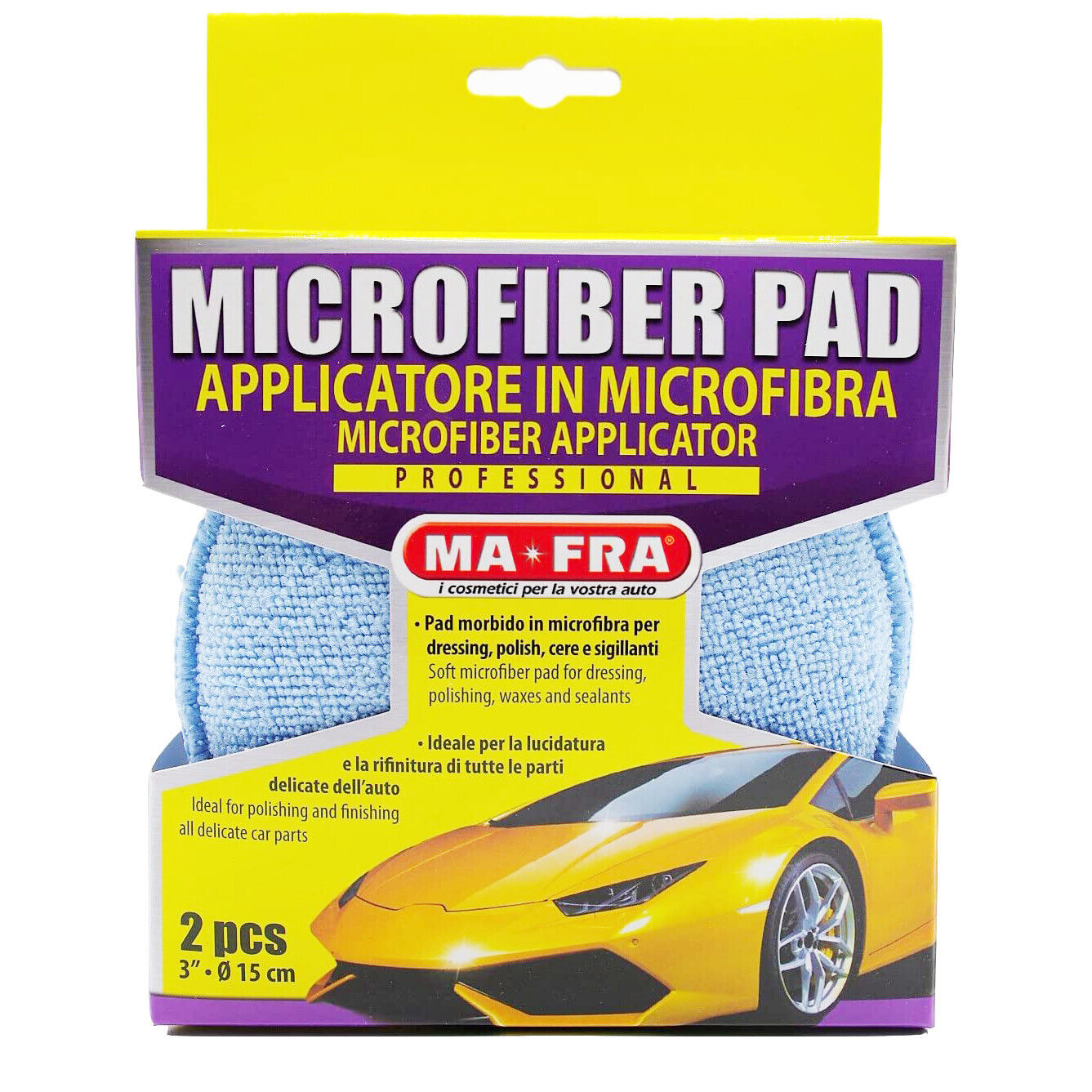 MAFRA MICROFIBER PAD APPLICATORE in microfibra 2 panno polish lucidante Auto