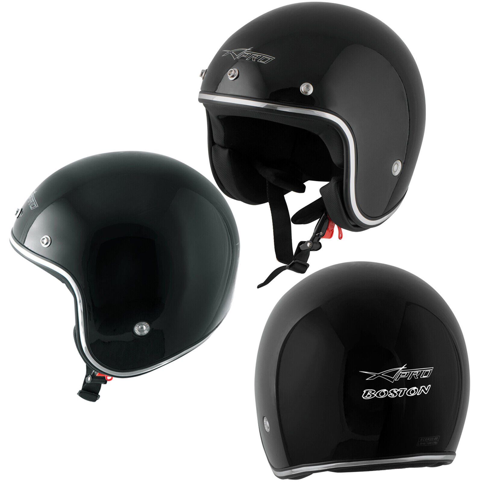 Jet Helmet Open Face Motorbike Custom Scooter Black size M