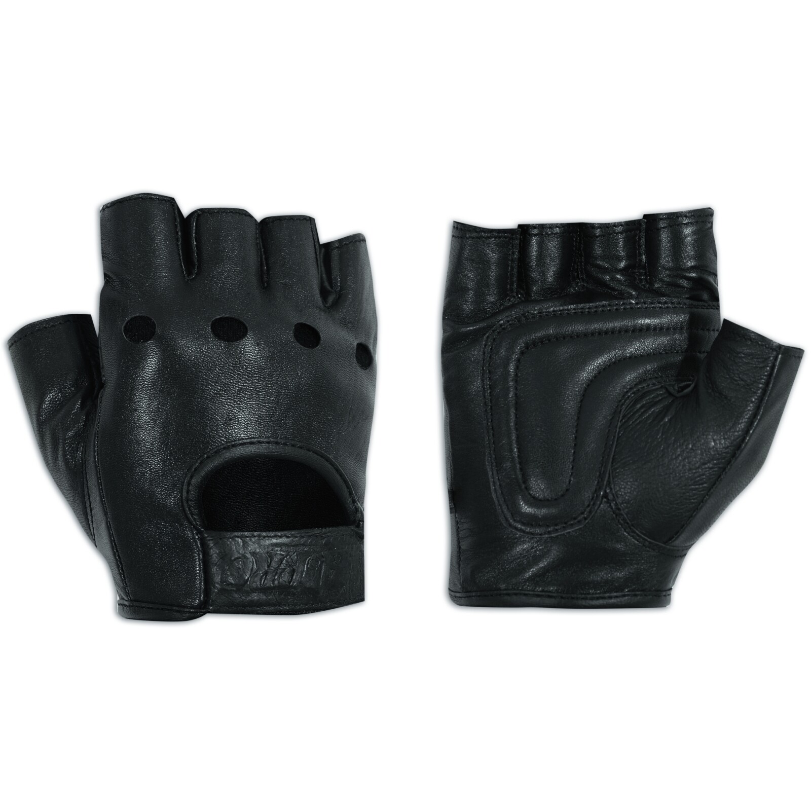 Fingerless Biker Gloves Soft leather Cowhide Motorbike Goth Punk Drive Black 3XL
