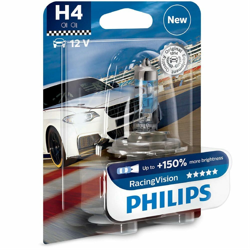 PHILIPS 57305200 LAMPADINA RACINGVISION 12V 60/55W P43T H4 +150 LUCE