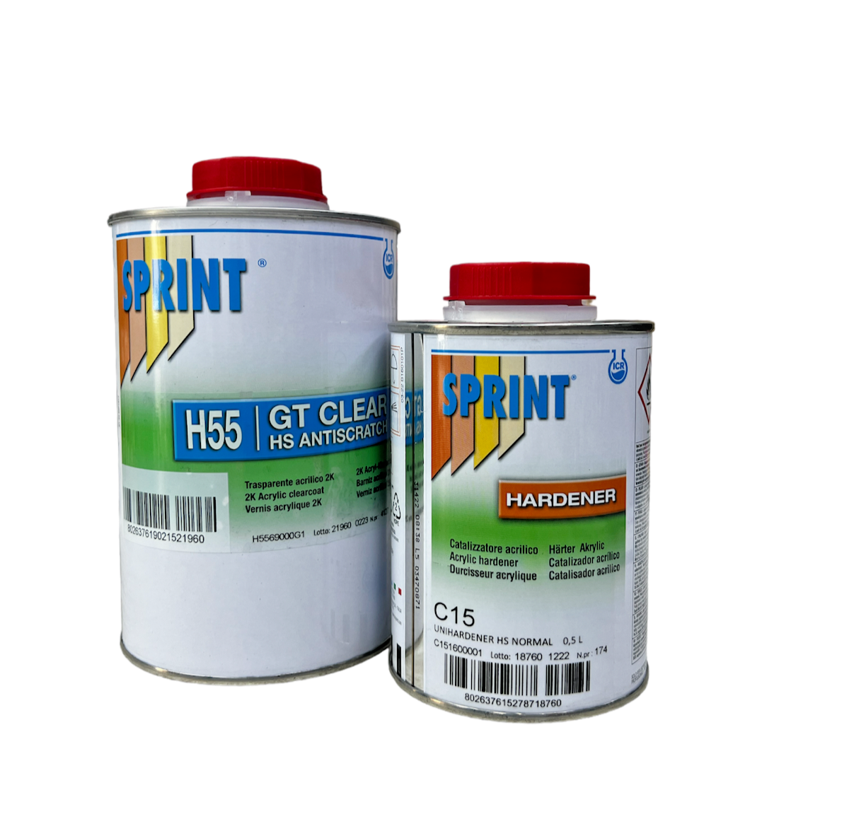 TRASPARENTE ACRILICO HS 2K 1LT- SPRINT H55 PER AUTO + CATALIZZATORE ALTO SOLIDO
