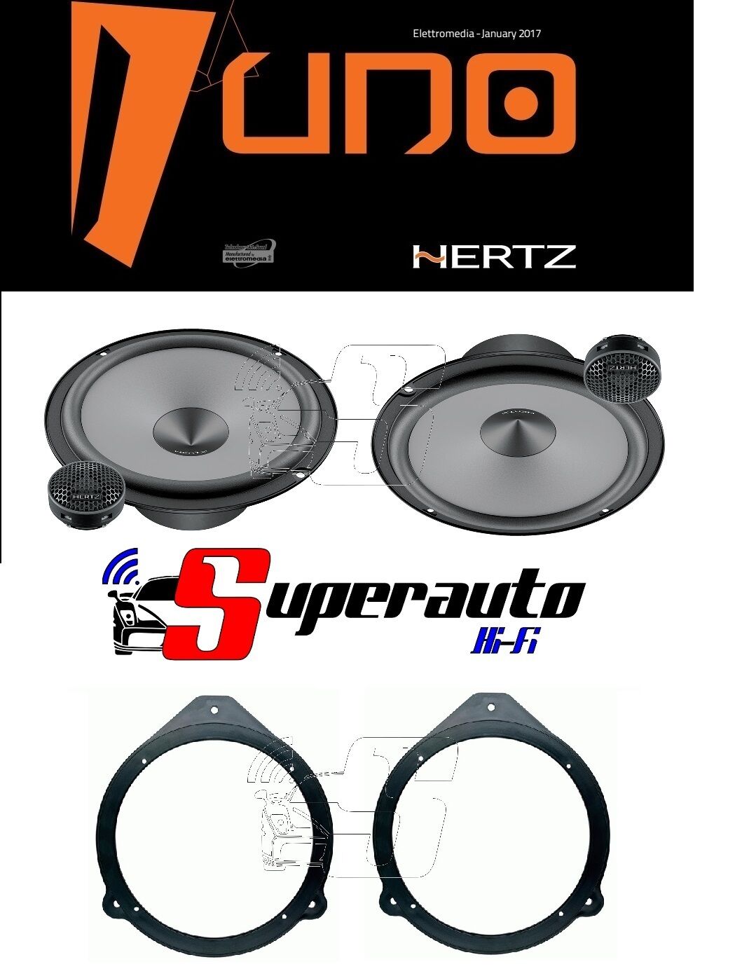 Hertz LINEA UNO K165 Altoparlanti 2 vie 165 mm + supporti casse AUDI A3 A4