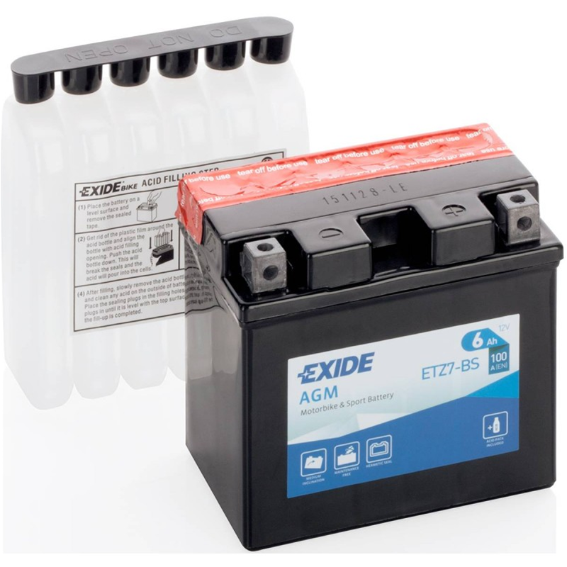 Batteria moto EXIDE ETZ7-BS AGM 6Ah 100A