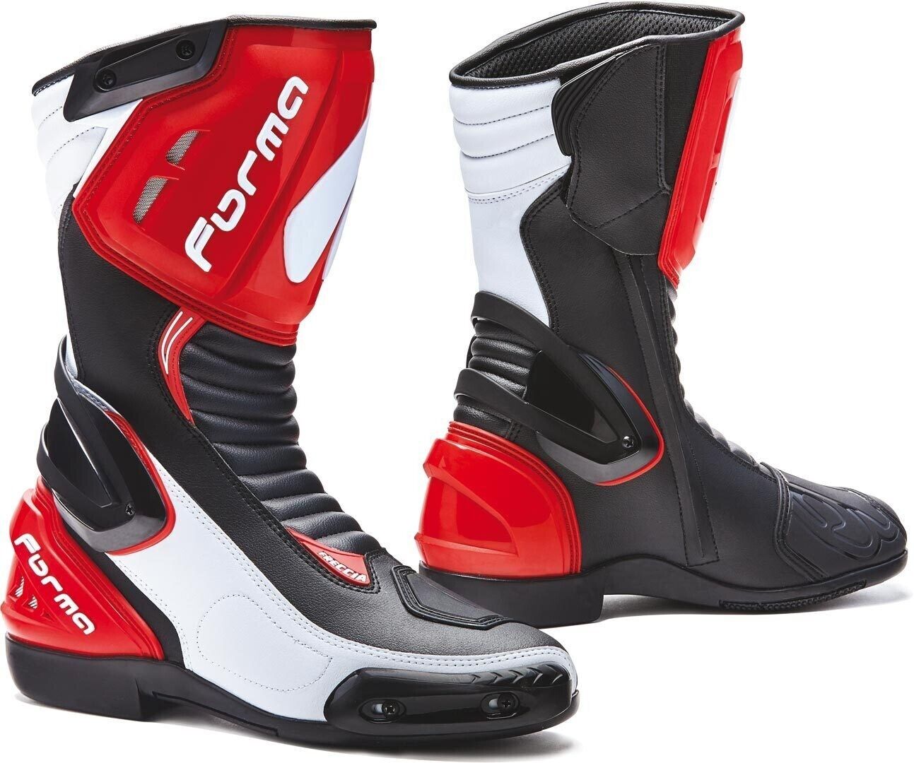 STIVALI BOOTS MOTO SPORT RACING FORMA FRECCIA  NERO BIANCO ROSSO  TG 42