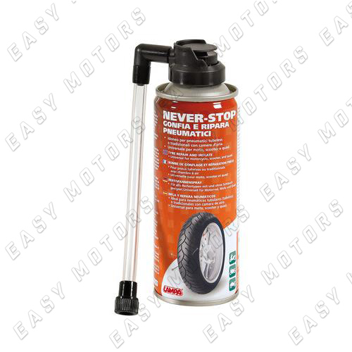 Spray gonfia e ripara pneumatici per moto e scooters Never Stop