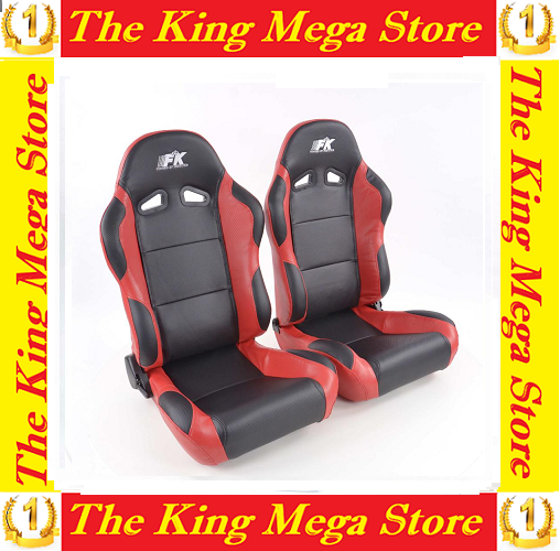 FK COPPIA SEDILI SPORTIVI 4250414638221 RECLINABILI IN SIMILPELLE NERO/ROSSO