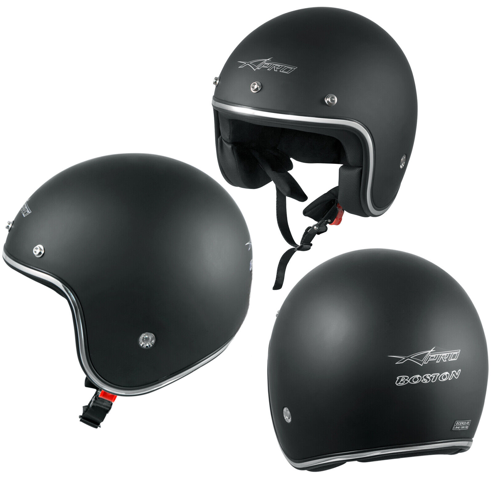 Jet Helmet Open Face Motorbike Custom Scooter Matt Black size XS