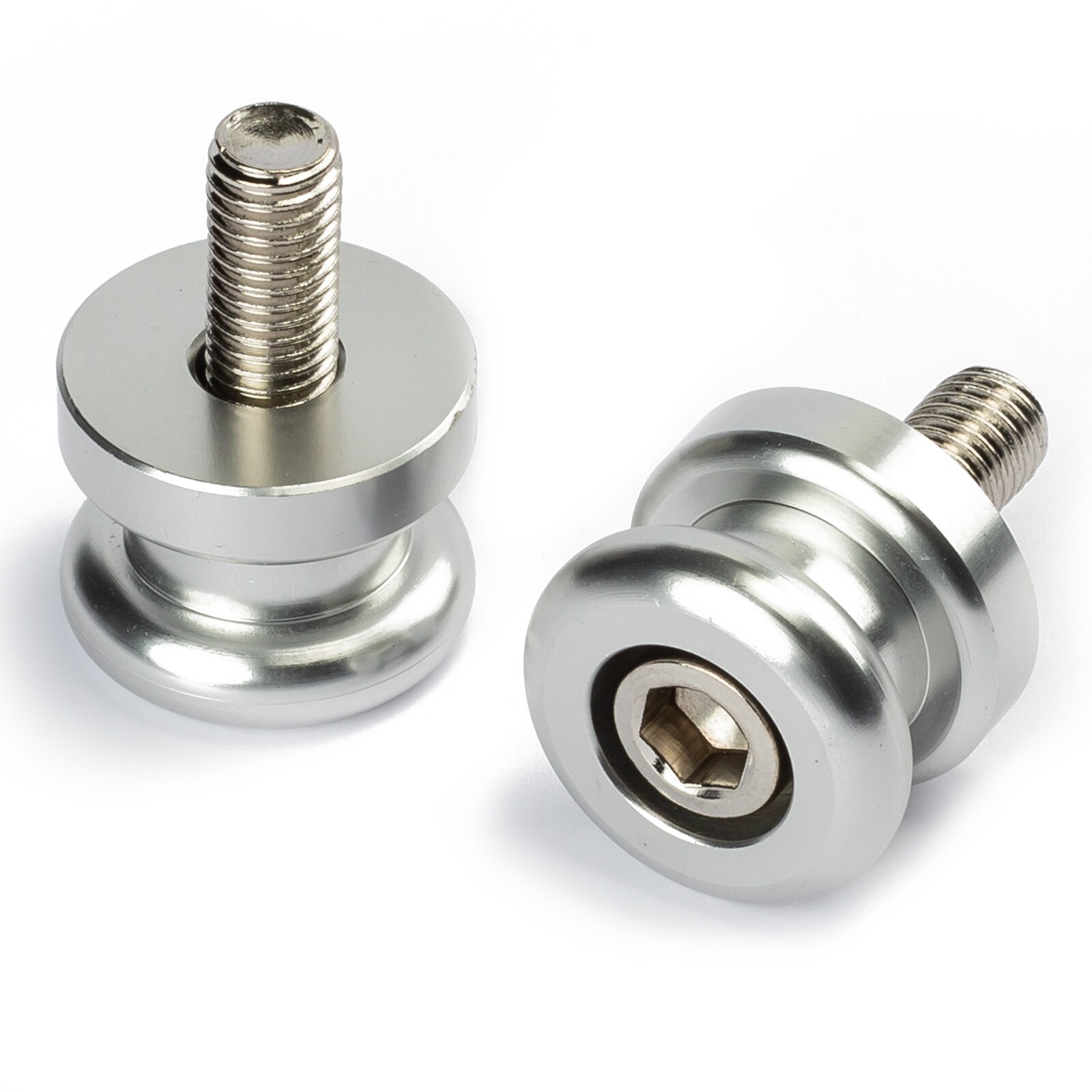 Bobbin Spools Swingarm Paddock Stand Adaptors 10mm Motorbike Motorcycle  Silver