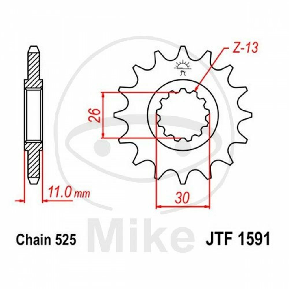 PIGNONE 16 DENTI PASSO 525 INNESTO PICCOLO - DIAM.INT. 26/30 726.14.15