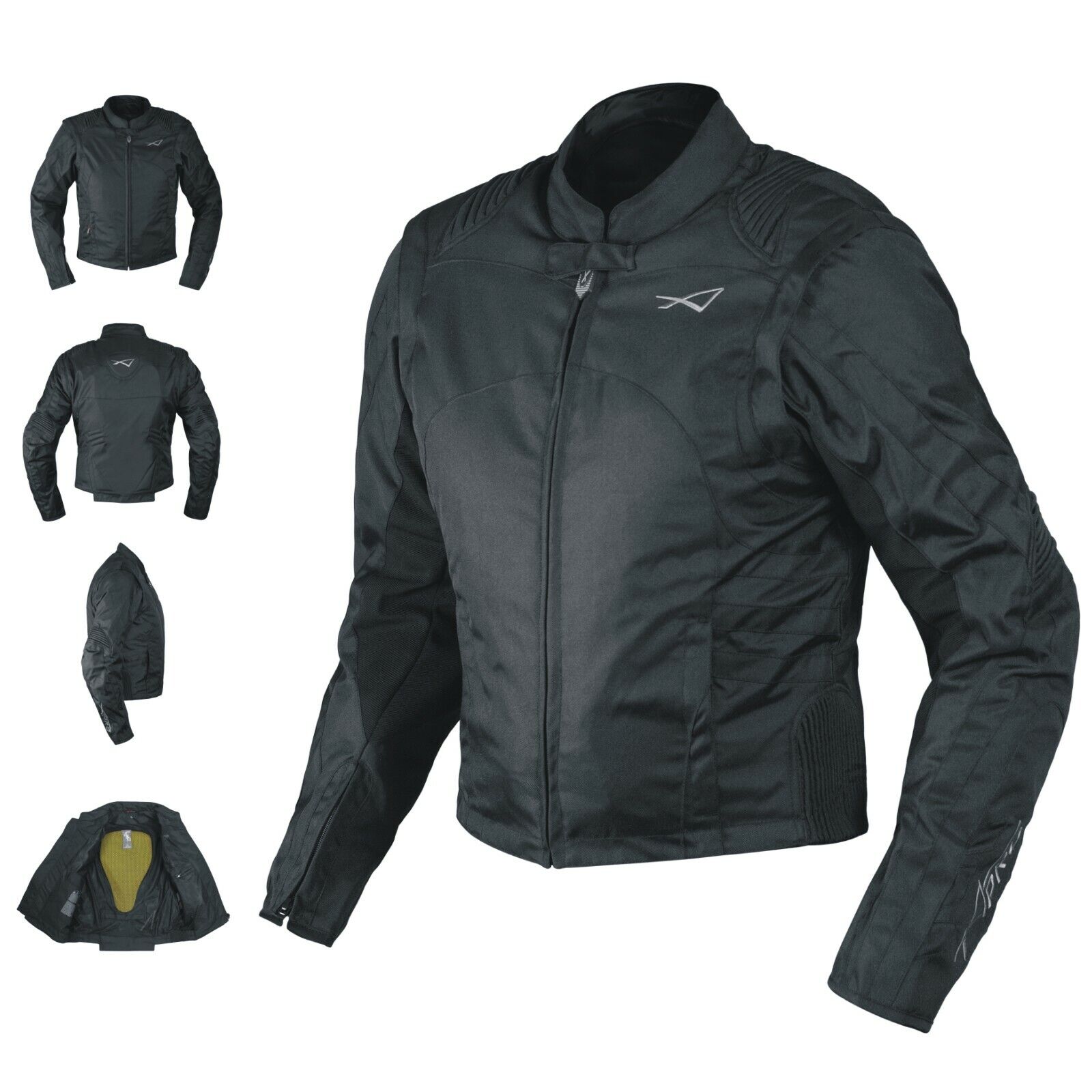 Textile Summer Jacket CE Armored Racing Motorcycle Windproof Black XL